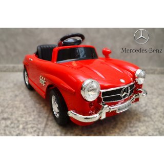 Kinderfahrzeug - Elektro Auto Mercedes 300SL -Oldtimer von rechts vorne - lizenziert - inkl. Fernsteuerung -Rot