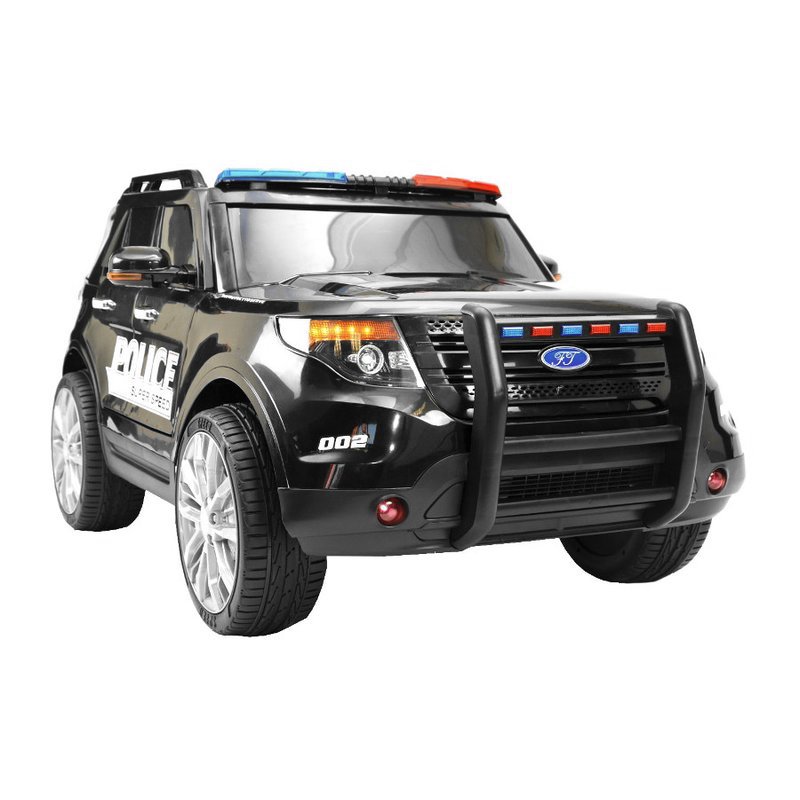 Kinderauto US Polizeiauto schwarz 12V 7Ah 2.4 GHz Leder EVA Sound Blaulicht 