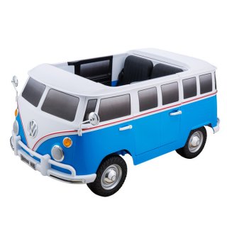 Kinderfahrzeug - Elektro Auto "VW Bulli" - lizenziert - NEU! 2-Sitzer, 2 Motoren 2,4Ghz + MP3 + Leder, Blau