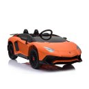 Kinderfahrzeug - Elektro Auto "Lamborghini Aventador SV" - lizenziert - 12V7AH, 2 Motoren- 2,4Ghz Fernsteuerung, MP3, Ledersitz, EVA, Orange