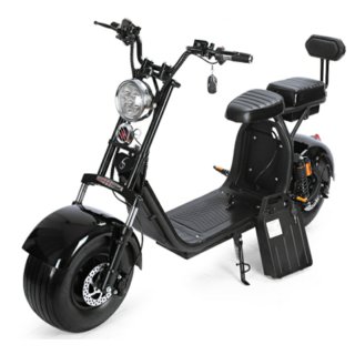 Coco Bike Fat E-Scooter bis zu 40 km/h schnell - 35km Reichweite, 60V | 1500W | 12AH Akku, Bremsen und Licht-Schwarz - mit Straßenzulassung