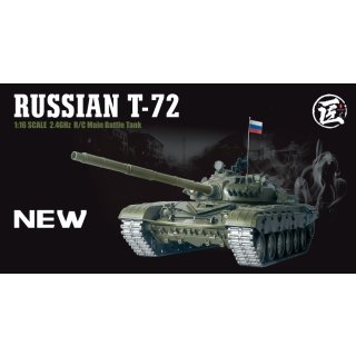 RC Panzer "Russicher T-72" Heng Long 1:16 mit Rauch&Sound und Stahlgetriebe -2,4Ghz V 7.0 - Pro