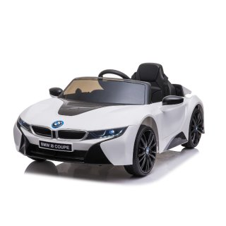 Kinder Elektroauto, Kinderfahrzeug "BMW I8" - lizenziert - 12V 2,4Ghz Ferngsteuert, MP3, Ledersitz EVA Weiss