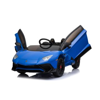Kinderfahrzeug - Elektro Auto "Lamborghini Aventador SV" - lizenziert - 12V7AH, 2 Motoren 2,4Ghz Fernsteuerung, MP3, Ledersitz, EVA, Blau