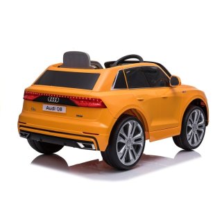Kinderfahrzeug Kinderauto Audi Q8 Orange Gelb Leder EVA
