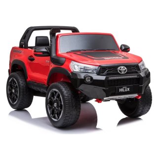 Kinderfahrzeug Toyota Hilux Jeep SUV Doppelsitzer Ledersitze EVA-Reifen rot lackiert