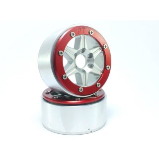 Beadlock Wheels SIXSTAR silber/rot 1.9 (2 St.) ohne Radnabe ABSIMA MT5010SR