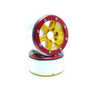 Beadlock Wheels SIXSTAR gold/rot 1.9 (2 St.) ohne Radnabe ABSIMA MT5010GOR