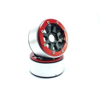 Beadlock Wheels HAMMER schwarz/rot 1.9 (2 St.) ohne Radnabe ABSIMA MT5040BR