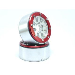 Beadlock Wheels HAMMER silber/rot 1.9 (2 St.) ohne Radnabe ABSIMA MT5040SR