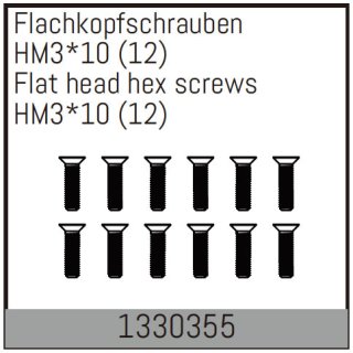 HM3*10mm Flachkopfschrauben (12 St.) ABSIMA 1330355