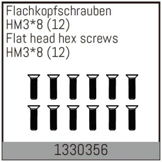 HM3*8mm Flachkopfschrauben (12 St.) ABSIMA 1330356
