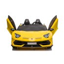 Kinderfahrzeug - Elektro Auto "Lamborghini Aventador SVJ Doppelsitzer" - lizenziert - 12V7AH, 2 Motoren 2,4Ghz Fernsteuerung, MP3, Ledersitz, EVA, Lackiert, Gelb