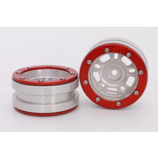 Beadlock Wheels PT- Distractor Silber/Rot 1.9 (2 St.)