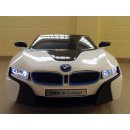 Kinderfahrzeug - Elektro Auto - "BMW i8 - iVision" - lizenziert mit 2x 12V + Ledersitz- weiss